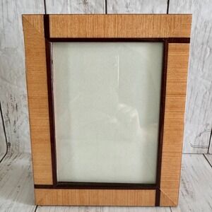 Natalini Italy Marquetry Wood Inlay Photo Frame Brown Geometric Modern 5x7